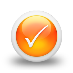 106565 3d glossy orange orb icon symbols shapes check mark
